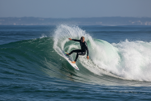 Experienced surfer performing an advanced maneuver on a wave